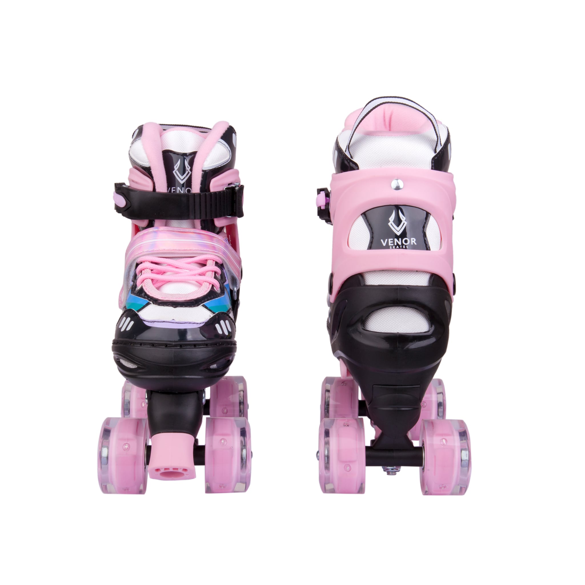 VENOR Ignite LED Side-By-Side Rollschuhe - Schwarz/Rosa-ScootWorld.de