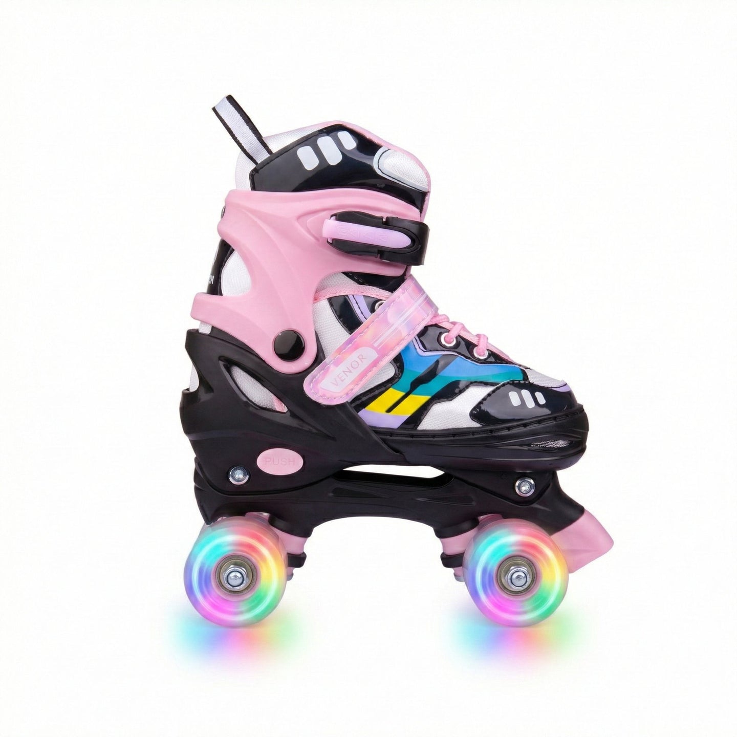 VENOR Ignite LED Side-By-Side Rollschuhe - Schwarz/Rosa-ScootWorld.de