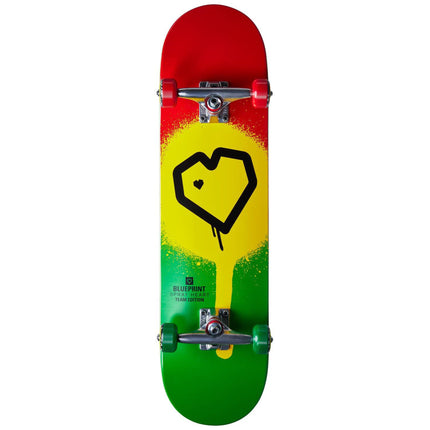 Blueprint Spray Heart V2 Komplet Skateboard - Rasta 2-ScootWorld.de