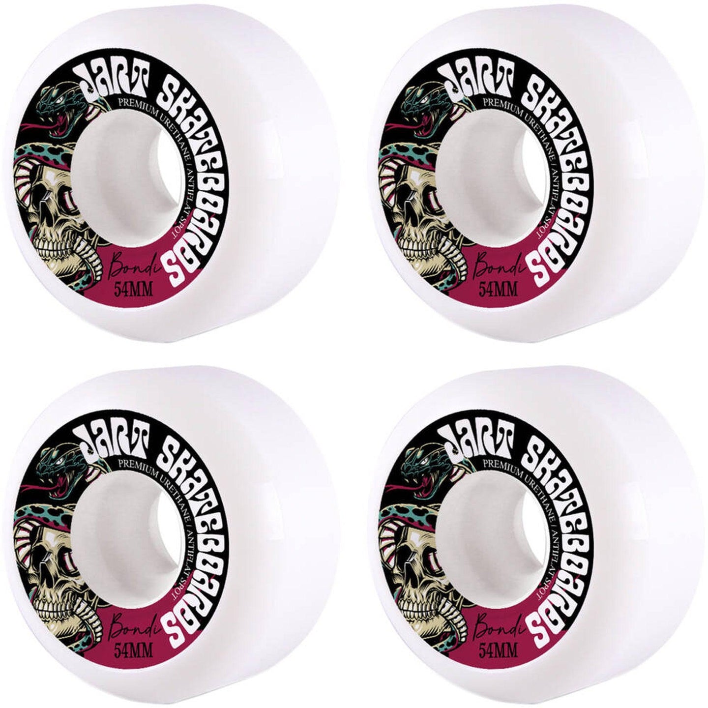 Jart Bondi 83B Skateboard Hjul 4-Pak - Hvid/Sort/Pink-ScootWorld.de