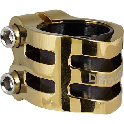 Longway Defender Double Stunt Scooter Clamp - Gold Chrome-ScootWorld.de