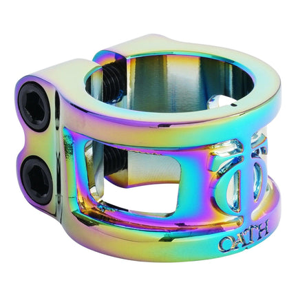 Oath Cage V2 Alloy 2 Bolt Double Stunt Scooter Clamp - Rainbow-ScootWorld.de