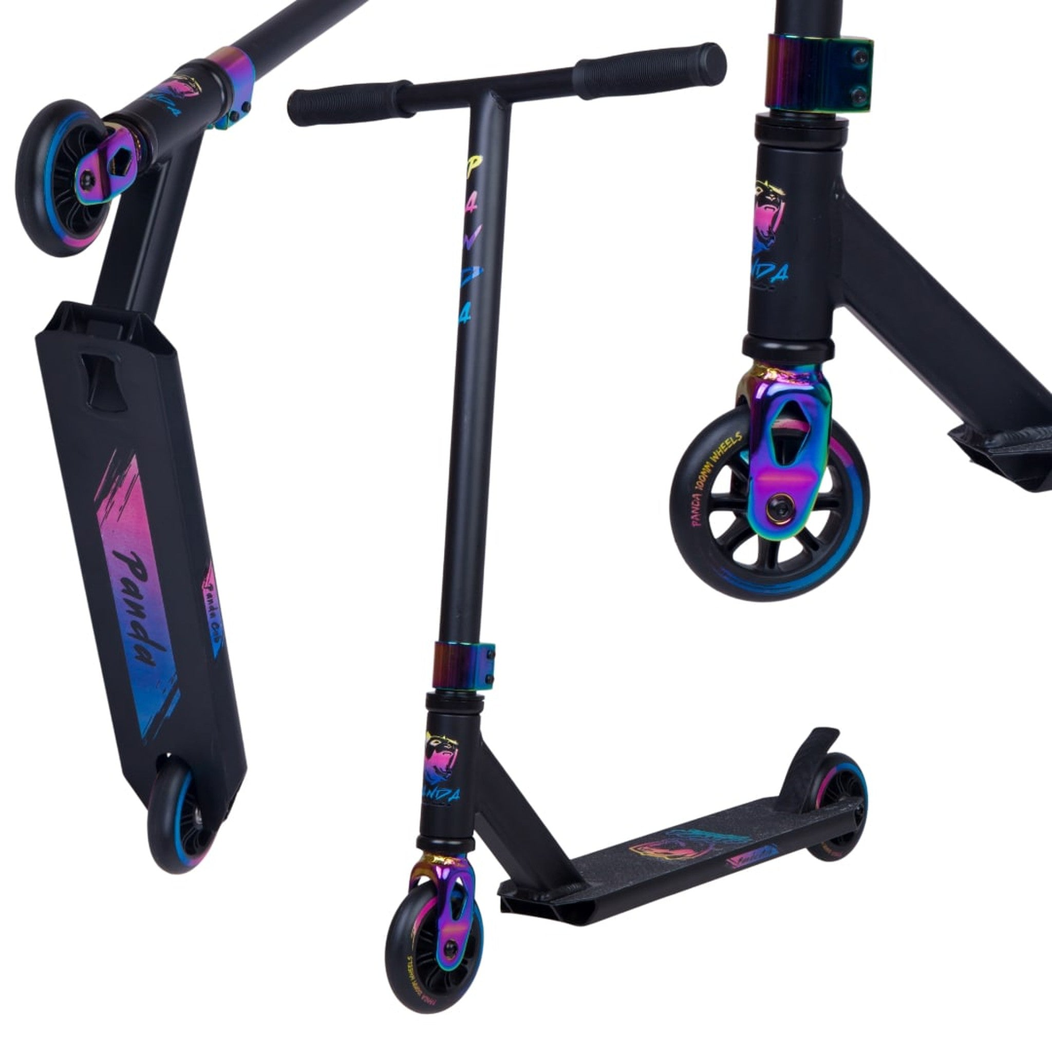 Panda Cub Stunt Scooter - Black/Rainbow-ScootWorld.de