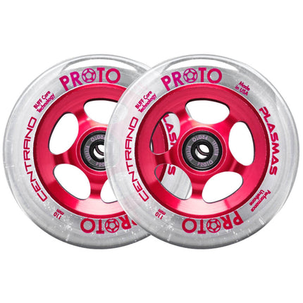 Proto X Centrano Plasmas Stunt Scooter Rolle 2-Pack - Clear On Red-ScootWorld.de