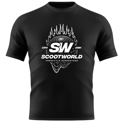 ScootWorld Fire Globe Tshirt - Black-ScootWorld.de