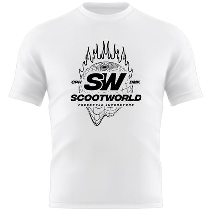ScootWorld Fire Globe Tshirt - White-ScootWorld.de
