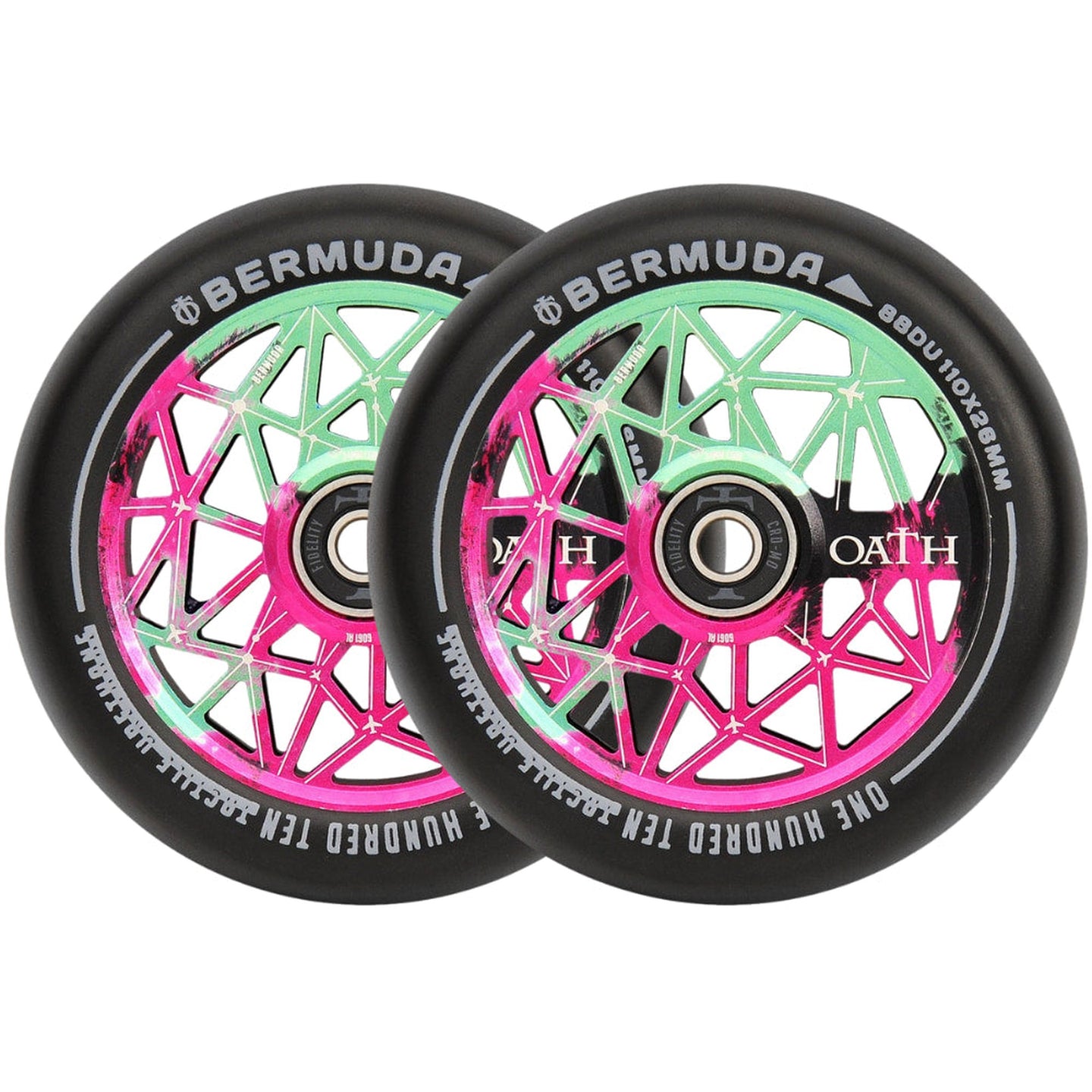 Oath Bermuda 110MM Stunt Scooter Rollen 2-Pack - Green/Pink-ScootWorld.de