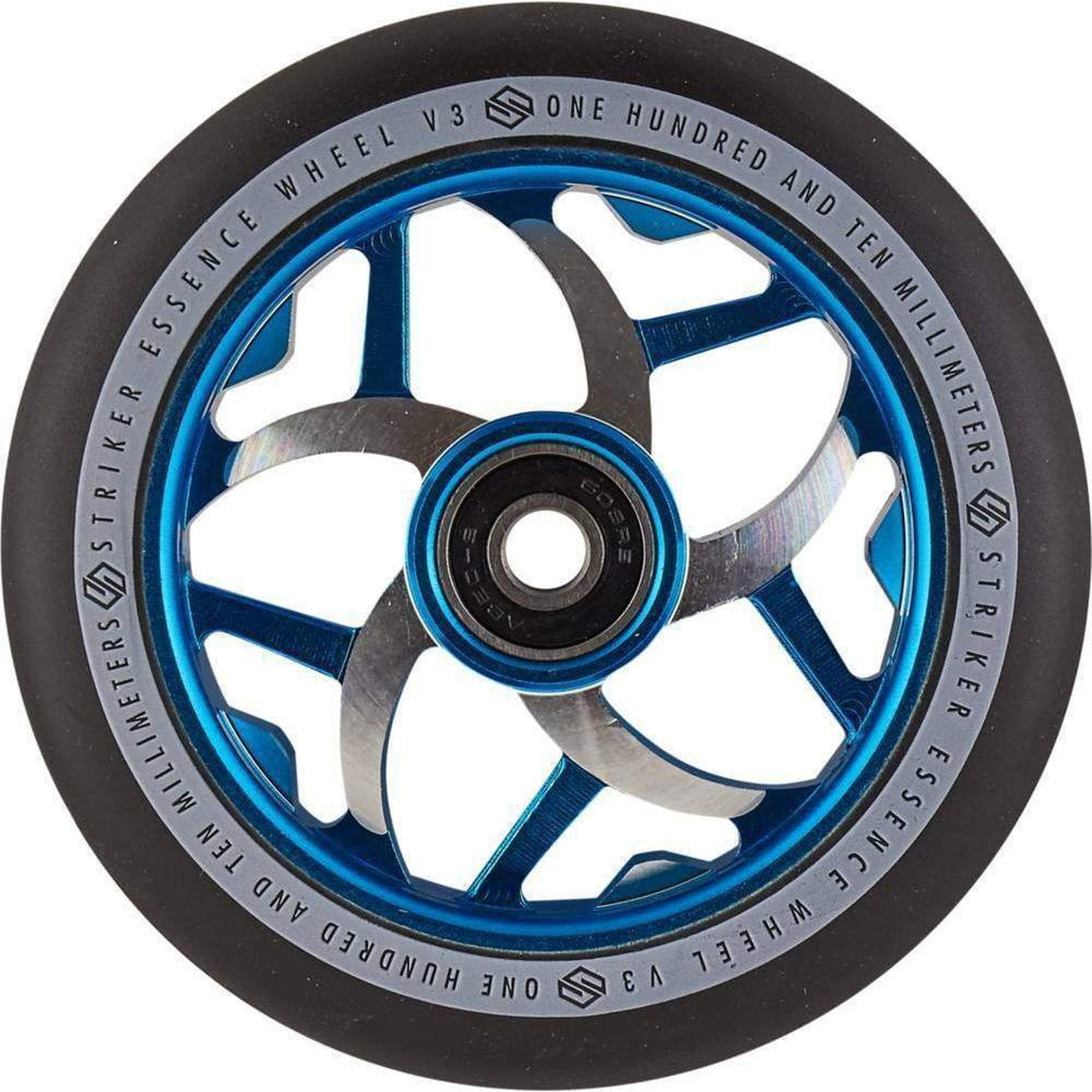 Striker Essence V3 Black PU 110mm Stunt Scooter Rolle - Splash Black/Blue-ScootWorld.de