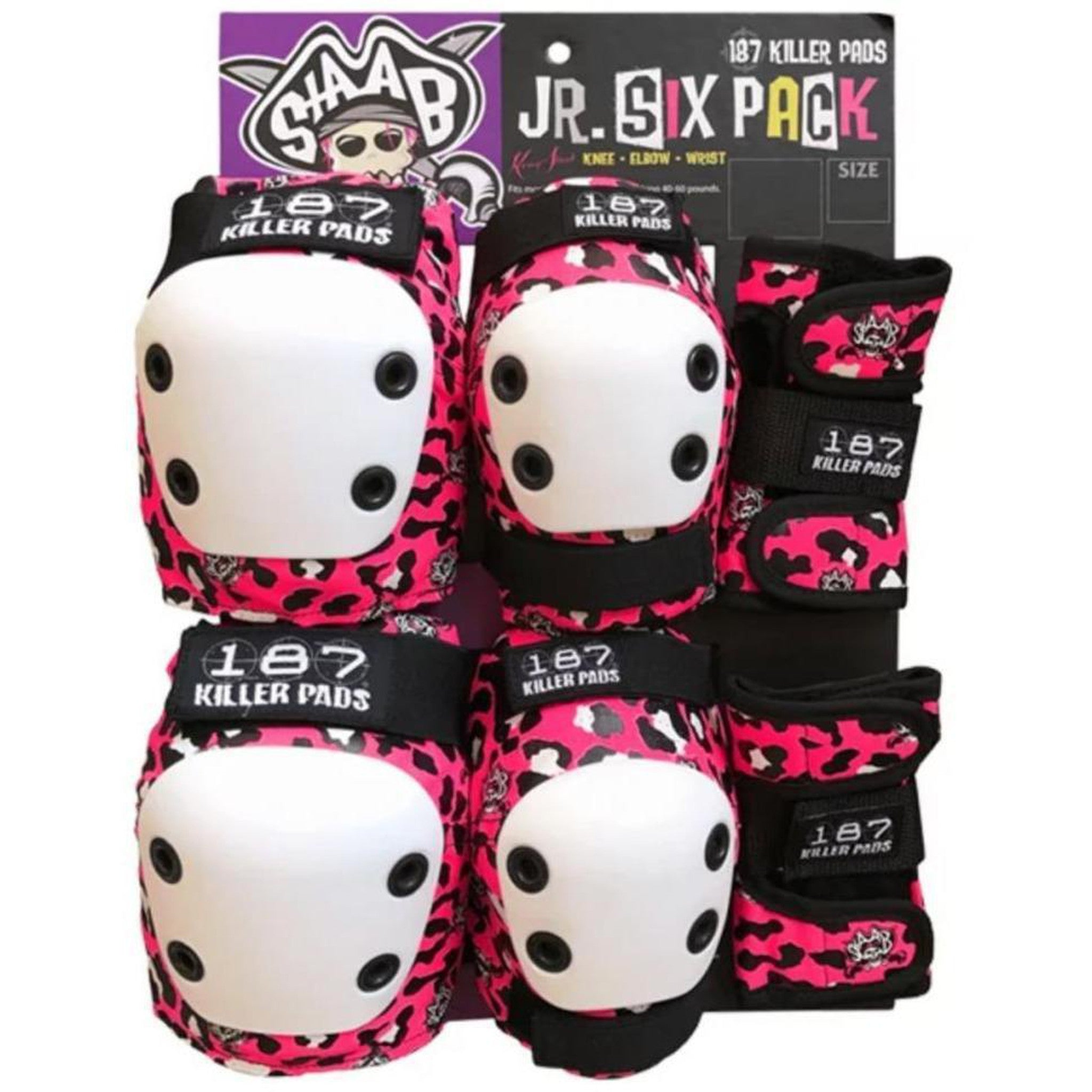 187 Killer Pads Jr. Schutzset 6-Pack Kinder - Staab Pink-ScootWorld.de