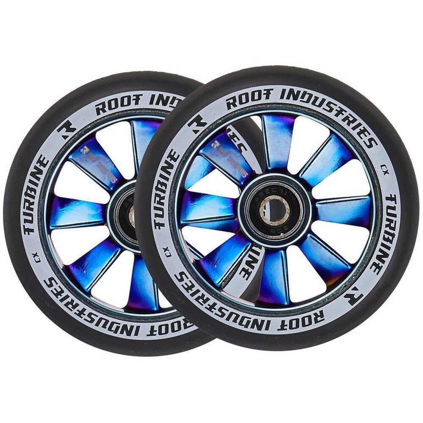 Root Industries Turbine Stunt Scooter Rolle Schwartz - Blau Chrome-ScootWorld.de