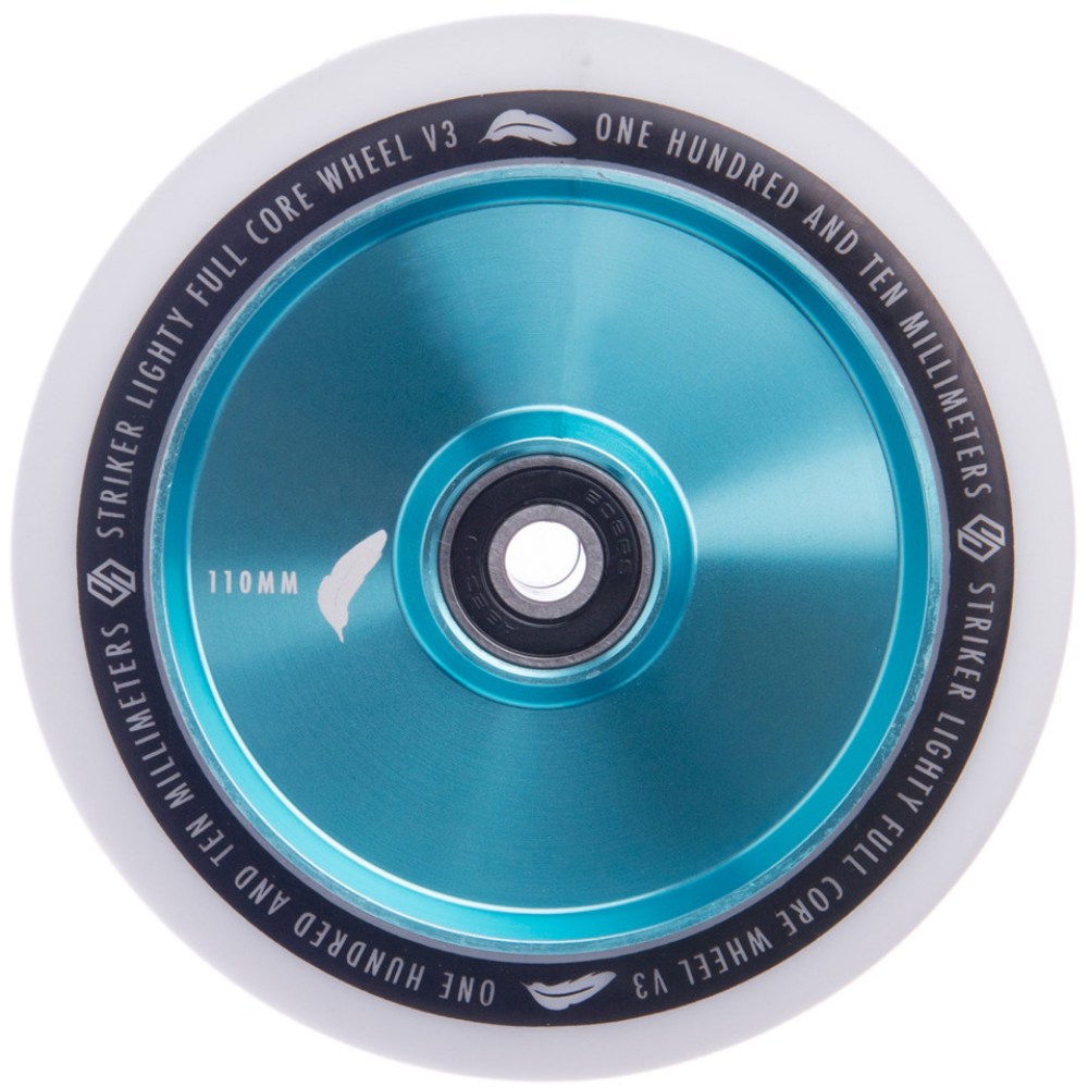 Striker Lighty Fullcore V3 White PU 110mm Stunt Scooter Rolle - Teal-ScootWorld.de