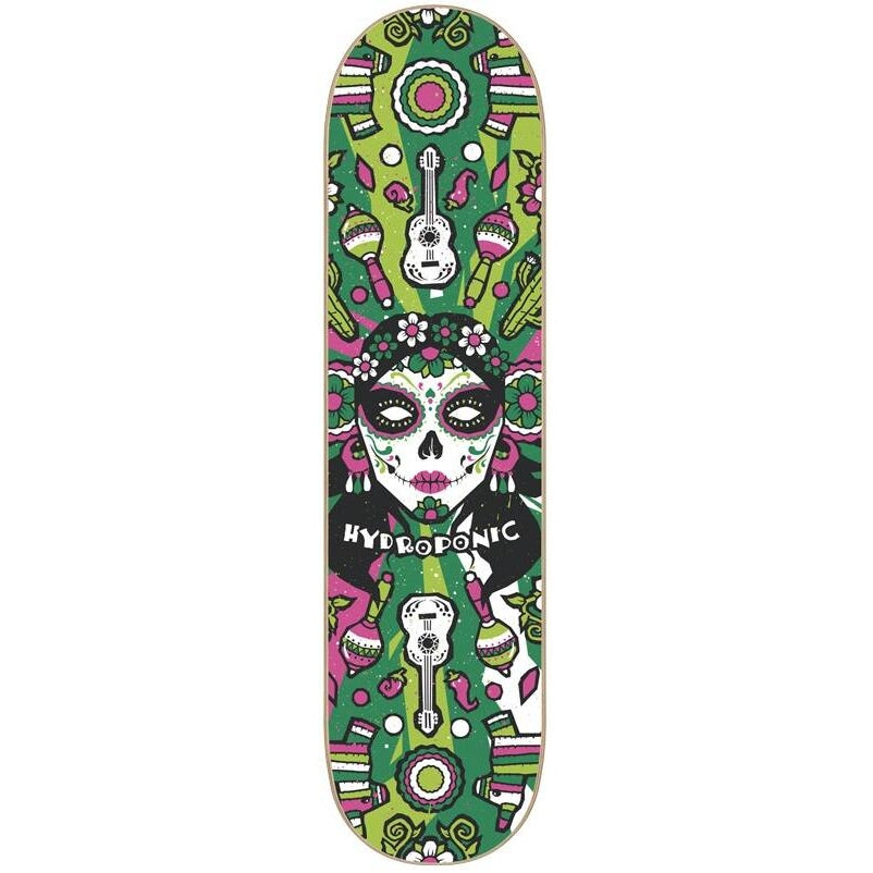 Hydroponic Mexican Skull 2.0 Skateboard Deck - Green Catrina-ScootWorld.de