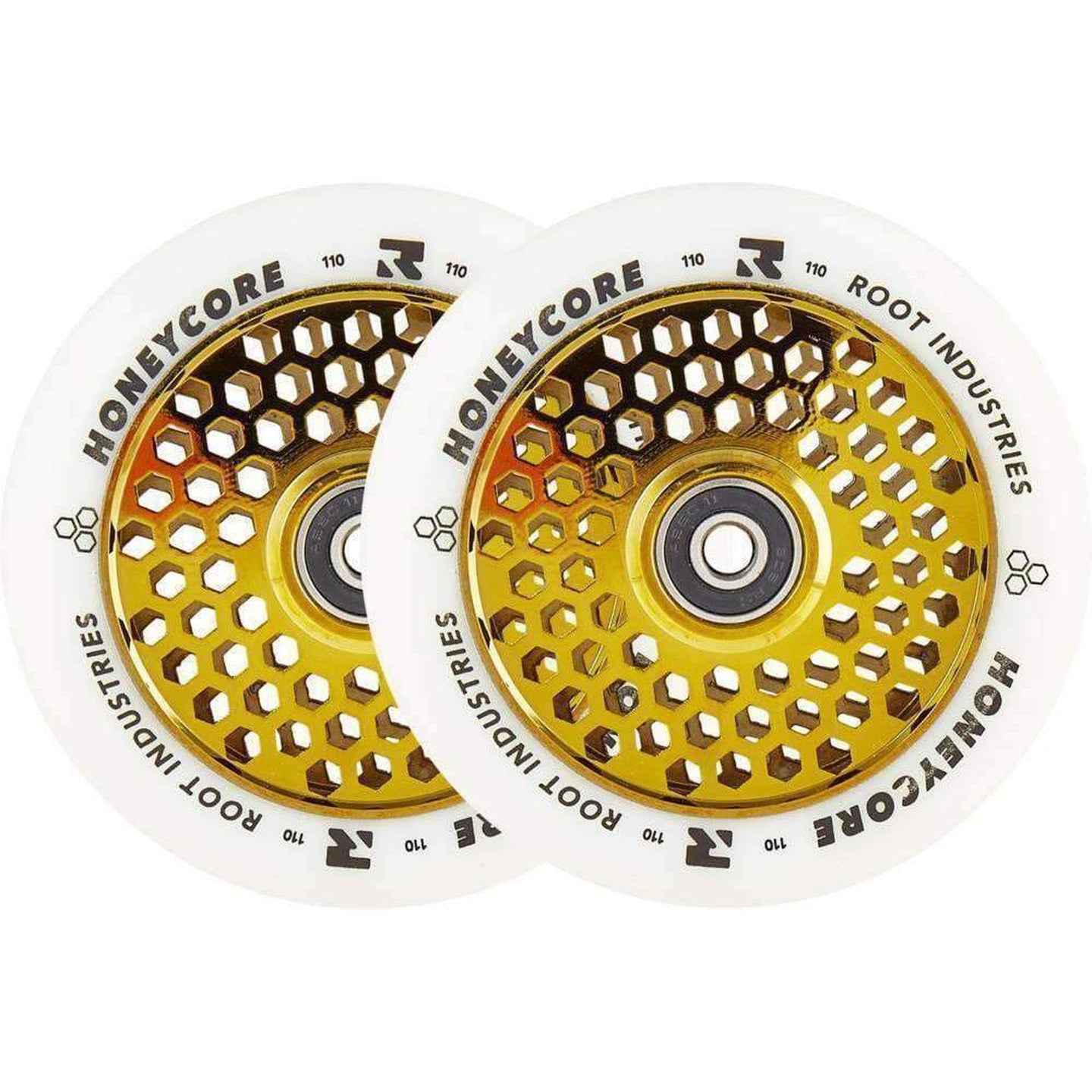 Root Honeycore Weiß 110mm Stunt Scooter Rollen 2-pack - Gold-ScootWorld.de