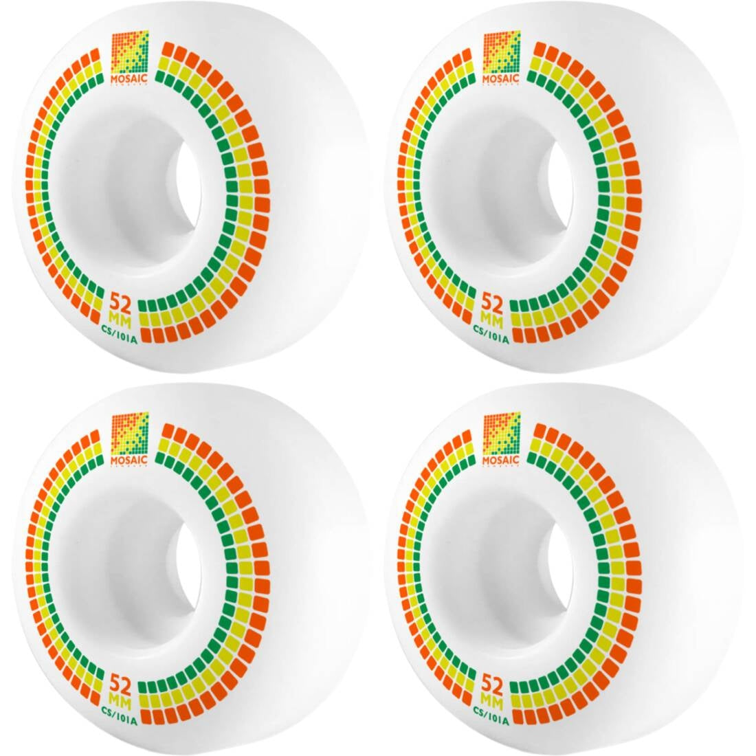 Mosaic CS Classic 101A Skateboard Rollen 4-Pack - White/Orange/Yellow-ScootWorld.de